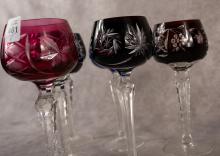 SIX BOHEMIAN CRYSTAL HOCK GLASSES