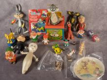 BOX LOT OF VINTAGE "CARTOON CHARACTER" TOYS