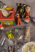 BOX LOT OF VINTAGE "CARTOON CHARACTER" TOYS