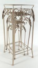 THREE WROUGHT IRON PLANT STANDS