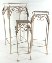 THREE WROUGHT IRON PLANT STANDS