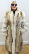 GREY AND WHITE FOX FUR COAT