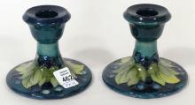 MOORCROFT "LEAF AND BERRY" CANDLEHOLDERS