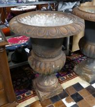 PAIR OF LARGE CAST IRON GARDEN URNS