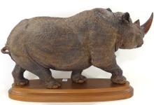 IMPRESSIVE WOODEN "RHINOCEROS" CARVING