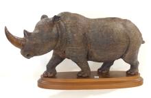 IMPRESSIVE WOODEN "RHINOCEROS" CARVING