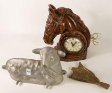 CLOCK, MOULD AND ASHTRAY