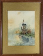 PAIR DUTCH SCHOOL WATERCOLOURS