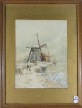 PAIR DUTCH SCHOOL WATERCOLOURS