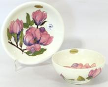 TWO PIECES OF MOORCROFT "MAGNOLIA" POTTERY