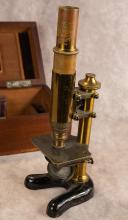 ANTIQUE BRASS MICROSCOPE