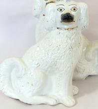 PAIR OF LARGE STAFFORDSHIRE "SPANIEL" FIGURINES