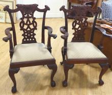 PAIR OF CHIPPENDALE ARMCHAIRS