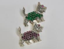 STERLING DOG BROOCHES