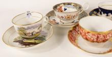 FIVE 19TH CENTURY CUPS AND SAUCERS