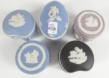 5 WEDGWOOD COVERED BOXES
