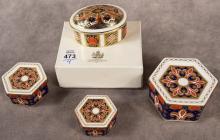 FOUR ROYAL CROWN DERBY TRINKET BOXES