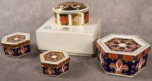 FOUR ROYAL CROWN DERBY TRINKET BOXES