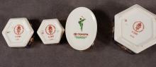 FOUR ROYAL CROWN DERBY TRINKET BOXES