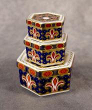 FOUR ROYAL CROWN DERBY TRINKET BOXES