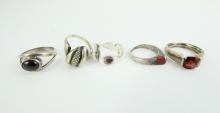 5 STERLING SILVER RINGS