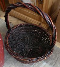 TWO WICKER BASKETS AND EIGHT CANES