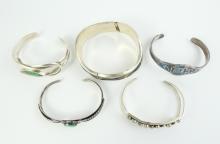 5 VINTAGE STERLING BRACELETS