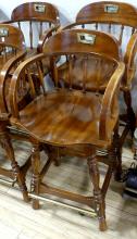 SET OF SIX OAK BAR STOOLS