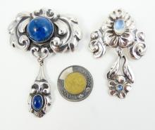 2 CONTINENTAL SILVER BROOCHES