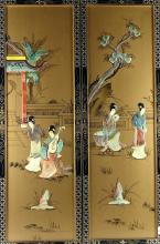 PAIR ASIAN WALL PANELS