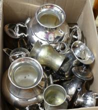 BOX LOT OF SILVER PLATE