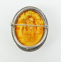 UNIQUE CARVED AMBER BROOCH/PENDANT