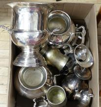 BOX LOT OF SILVER PLATE