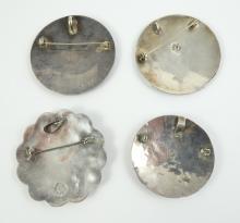 4 STERLING BROOCHES/PENDANTS