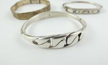 5 HINGED STERLING BRACELETS