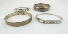 5 HINGED STERLING BRACELETS