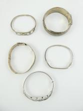 5 HINGED STERLING BRACELETS