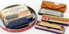 SEVEN VINTAGE HARMONICAS