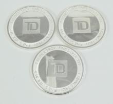 3 TD BANK SILVER BULLION COINS - no tax