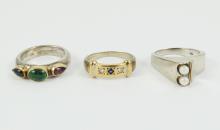 3 VINTAGE GEMSTONE RINGS