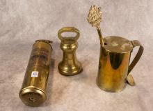 THREE BRASS FIREPLACE ACCESSORIES