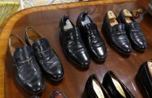 SIX PAIRS OF BLACK LEATHER DRESS SHOES