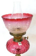 CRANBERRY GLASS OIL LAMP