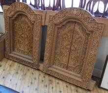 PAIR OF ASIAN TEAK WINDOWS