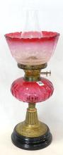 CRANBERRY GLASS OIL LAMP
