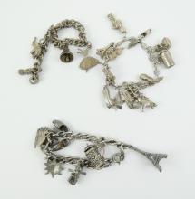 (3) STERLING SILVER CHARM BRACELETS