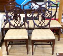 FIVE MAHOGANY "SHIELD BACK" DINING CHAIRS