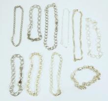 10 STERLING SILVER BRACELETS