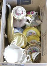 BOX LOT OF CUPS AND SAUCERS, ETC.