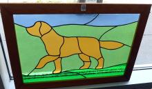 TWO STAINED GLASS WINDOW PANELS